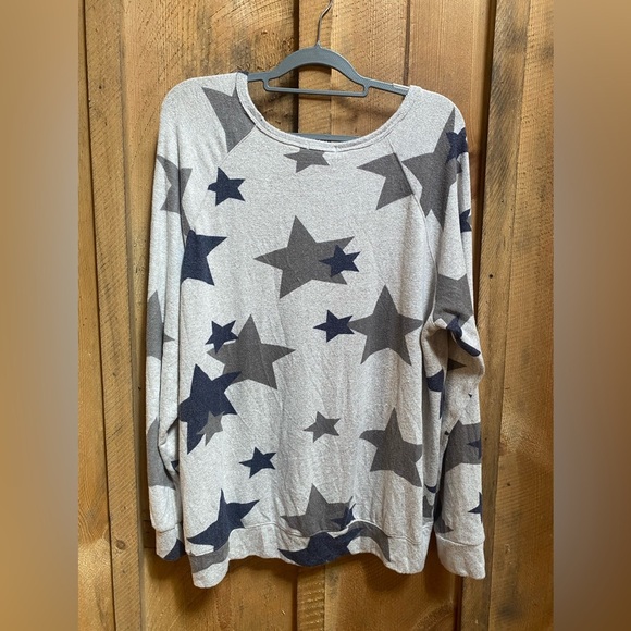 Buffalo David Bitton Women’s XXL Cozy Crewneck Sweatshirt Gray Star Print Banded - Picture 2 of 8